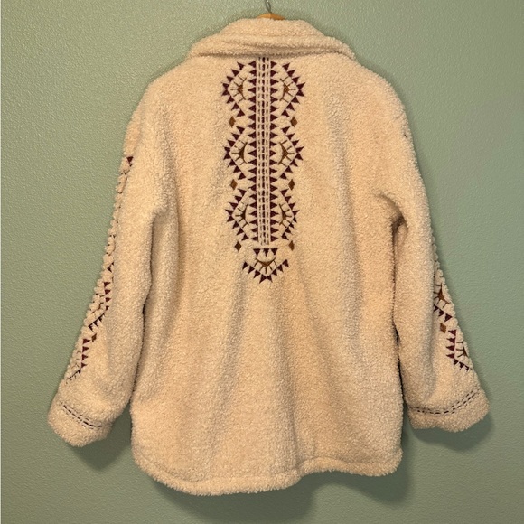 Driftwood Sheeba Shirt Jacket Large Embroidered Sherpa Shacket - Picture 5 of 9